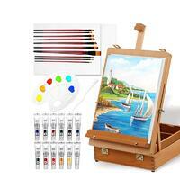 Без бренда «Набор подарочный «Две картинки» 27 предметов: этюдник 35 см из бука, краски акрил 12x12 мл, 2 холста 22x30 на мдф, 10 кистей, мастихин, палитра» в Набережных Челнах в интернет-магазине Без бренда «Набор подарочный «Две картинки» 27 предметов: этюдник 35 см из бука, краски акрил 12x12 мл, 2 холста 22x30 на мдф, 10 кистей, мастихин, палитра» в Набережных Челнах