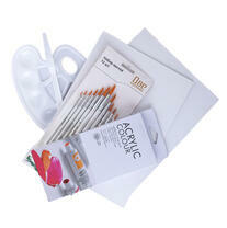 Без бренда «Набор подарочный «Две картинки»: краски акрил 12x12 мл, 2 холста 22x30 на мдф, 10 кистей, мастихин, палитра. Уценка (без упаковки)» в Набережных Челнах