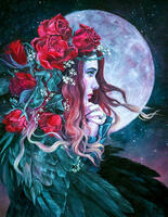 Без бренда «Девушка с розами в волосах на фоне луны» в Набережных Челнах в интернет-магазине Без бренда «Девушка с розами в волосах на фоне луны» в Набережных Челнах