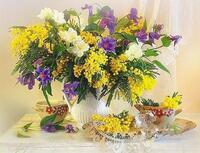 Без бренда «Букет из мимозы и колокольчиков в вазе» в Набережных Челнах в интернет-магазине  Без бренда «Букет из мимозы и колокольчиков в вазе» в Набережных Челнах