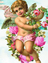 Пухленький ангелочек с цветами