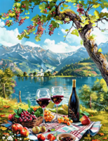 Без бренда «Винный натюрморт с бокалами, бутылкой вина, фруктами и ягодами» в Набережных Челнах в интернет-магазине Без бренда «Винный натюрморт с бокалами, бутылкой вина, фруктами и ягодами» в Набережных Челнах